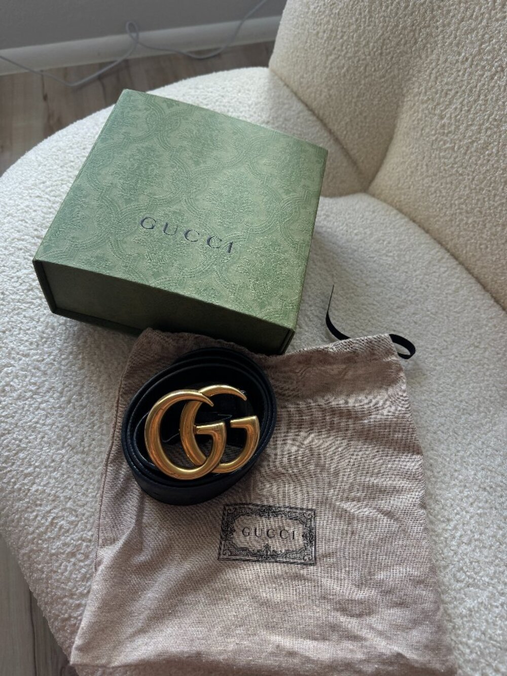 Gucci GG Marmont Black Leather Belt (Size 80)